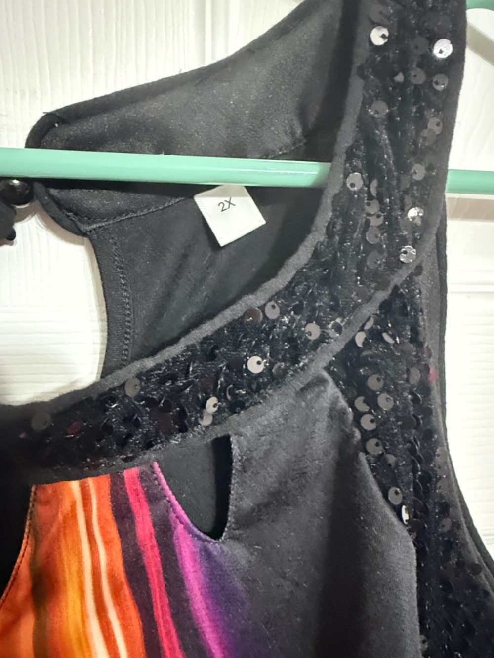 Source Unknown Black Cold-Shoulder Top with Rainbow Flame Print - Picture 2 of 3